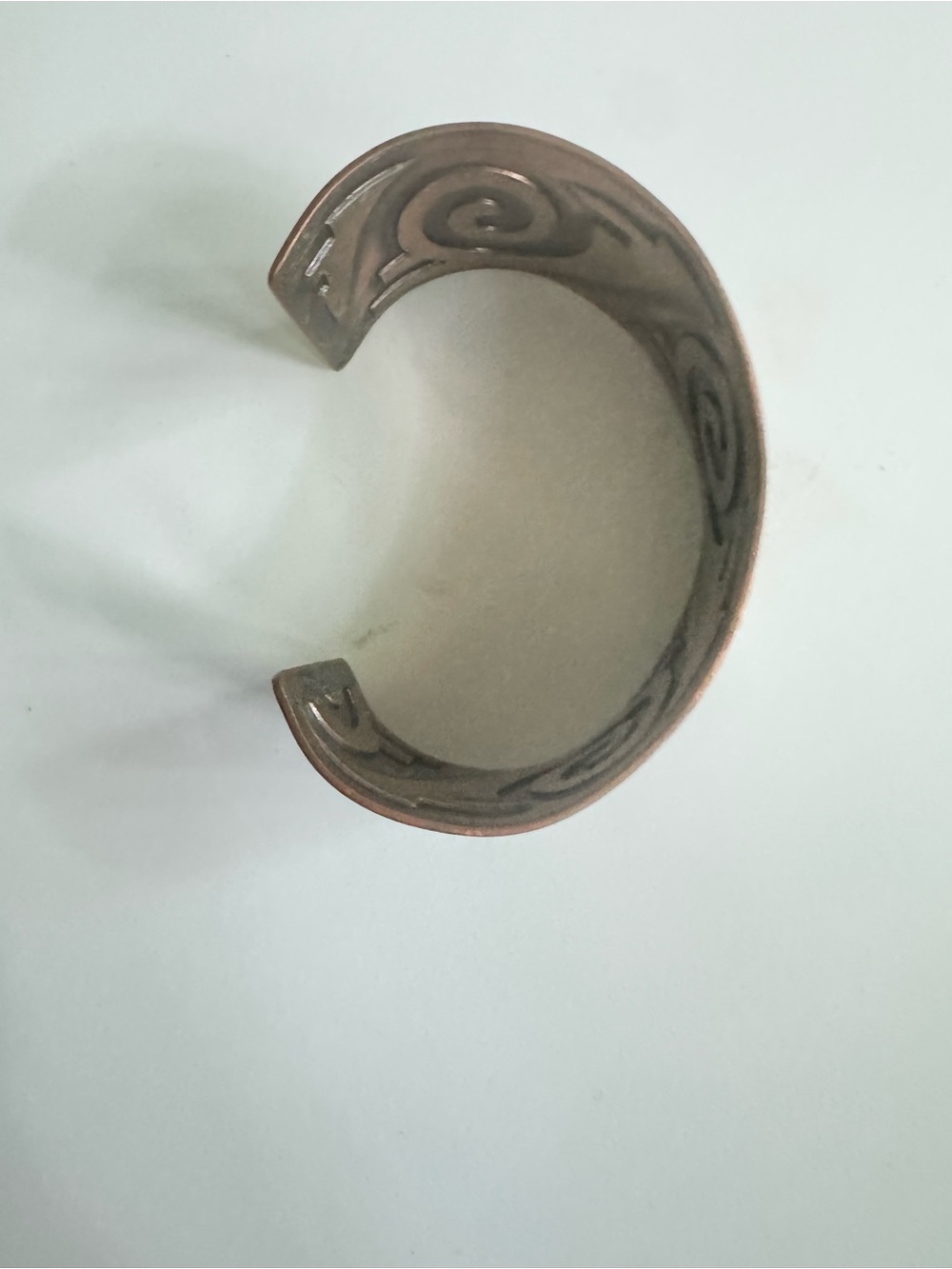 Vintage Solid Copper Cuff Bracelet Tribal Spiral Design - Picture 8 of 8